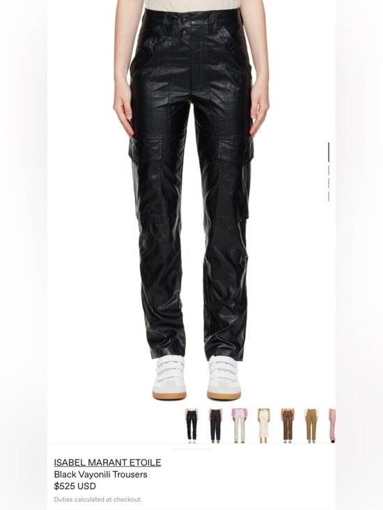 Isabel Etoile Marant Pants - High-Rise Black Faux Leather Straight-Leg Pants